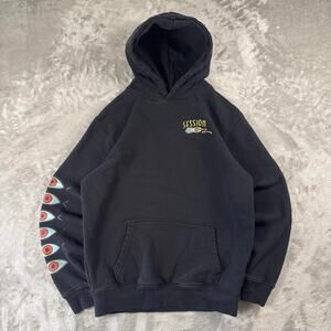 Session 1988 Graphic Hoodie Youth 14Y Black Cat Eye Skate Streetwear Pullover